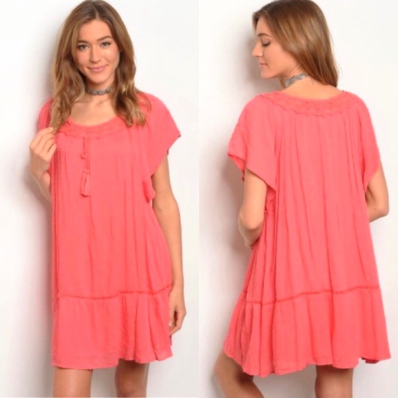 🎉HP 04/30/20! 🥂 Coral Pink Boho Dress - Picture 4 of 4